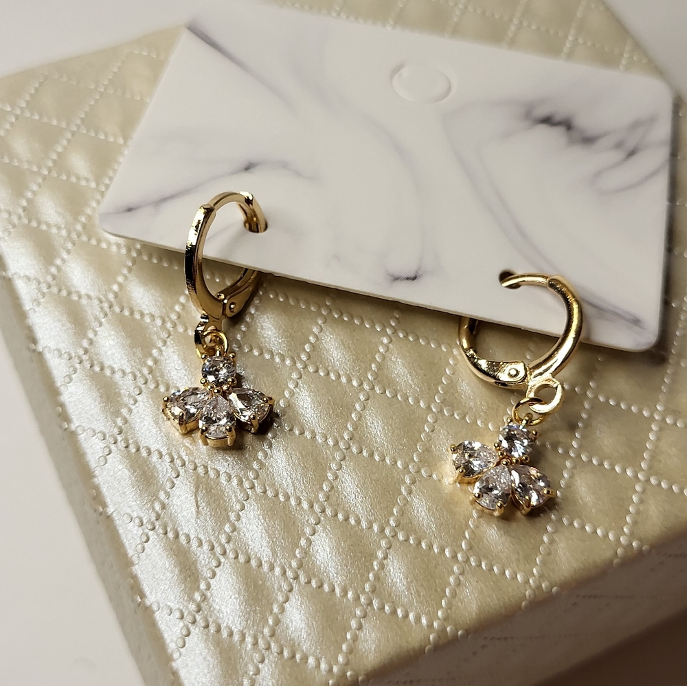 Gold Left Crystal Hoop Earrings